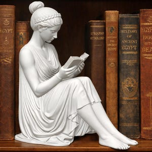 Lesende Figur Frau Griechisch Römisch Buchstütze – Antike Deko Figur aus PLA – Skulptur für Bücherregal Bibliothek Geschenkidee - BU11