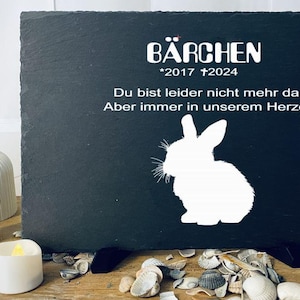 Memorial plaque animal gravestone memorial plate hare rabbit slate stone engraving slate plaque engraving memorial stone personalized desired text grave