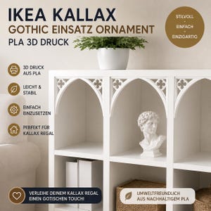 IKEA KALLAX insert with elegant curved corners – Elegant | Shelf insert with a modern, rounded look – Decorative shelf insert – Gothic inlay – IK4