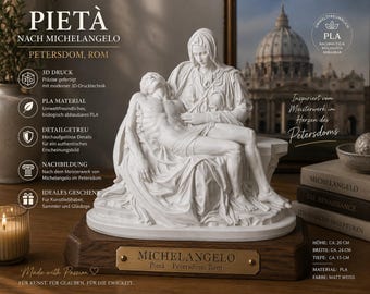 Pietà Statue of Mary with Jesus | Christian Figure 3D Printed in PLA | Catholic Decoration for Home Altars | Religious Gift | White Marble - BU42