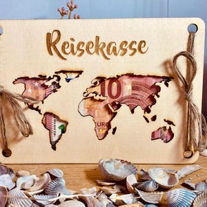 Geldgeschenk Weltkarte Geschenkidee für die Reise Geburtstagsgeschenk Hochzeit, Geldverpackung, Geschenkidee Reisekasse Geldgeschenkhalter
