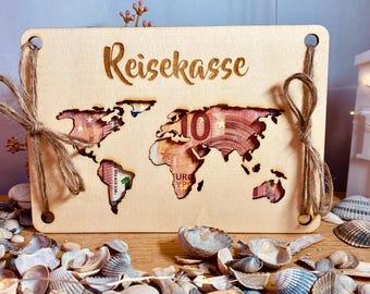 Mapa del mundo para regalar dinero, idea de regalo para viajes, regalo de cumpleaños, regalo de boda, envoltorio de dinero, idea de regalo para un fondo de viaje, soporte para regalar dinero