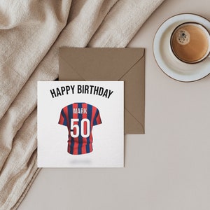 Cartão de aniversário da camisa de futebol do Crystal Palace vintage --- (vários tamanhos de cartão disponíveis)