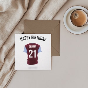 Vintage Aston Villa voetbalshirt verjaardagskaart --- (meerdere kaartformaten beschikbaar)