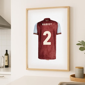 Aston Villa Custom 25/26 Shirt Poster – Personalised Football Print | Custom Villa Gift for Him, Dad or Son | Shirt Wall Art