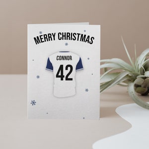 Cartão de Natal com camisa de futebol do Spurs --- (vários tamanhos de cartão disponíveis)