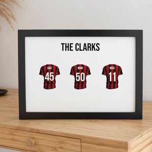 Bournemouth Football | Print | Family | Team | Large and Medium Sizes | Dad | Grandad | Gifts for Him | Football Shirt Print | Fathers Day