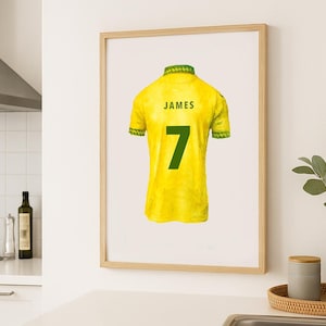 Poster du maillot personnalisé Norwich City 25/26 – Impression de football personnalisée | Cadeau pour lui, papa, fils ou petit ami | Décoration murale Carrow Road