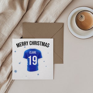 Cartão de Natal com camisa de futebol do Everton --- (vários tamanhos de cartão disponíveis)