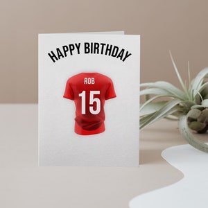 Cartão de aniversário da camisa de futebol do Manchester United --- (vários tamanhos de cartão disponíveis)