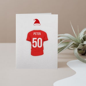Liverpool Football Shirt Christmas Hat Card --- (Multiple card sizes available)