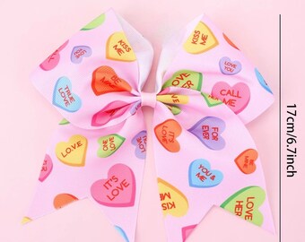 Valentine Conversation Heart Bow with Alligator Clip