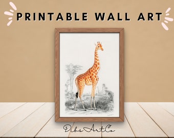 Giraffe Printable Wall Art, Giraffe nursery Decor, Animal wall art, Giraffe Prints, Digital Download, kids Bedroom wall art, Nusery wall art