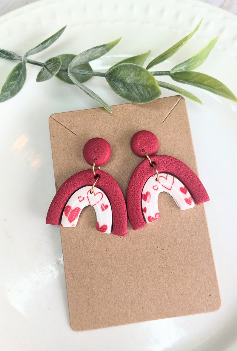 Polymer Clay Valentine's Earrings Rainbow Earrings Valentines Day