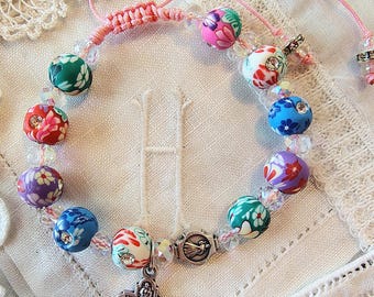 Pulseira da Divina Misericórdia, Presente Católico para Ela, Joia de Oração, Rosário, Pulseira com Contas, Escapulário, Acessório Religioso, Presente de Confirmação