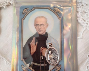 Saint Maximilian Kolbe Prayer Card Gift Set Patron Saint Addiction Recovery Devotional Catholic Medal Religious Item Inspirational Present