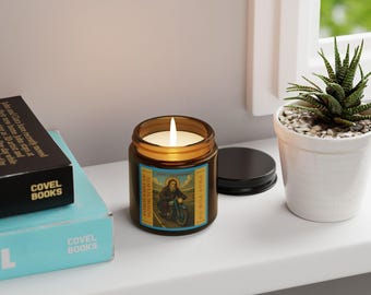 Vela de oración para motociclista, protección, regalo para motociclistas, guardián de la carretera, bendición de viaje, frasco de ámbar, aroma de soja, luz devocional