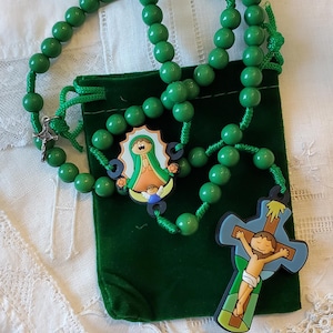 Catholic Rosary Set First Communion Prayer Beads Child Rosary Guadalupe Religious Gift Mass Sacramental Item Colorful Crucifix Nylon Cord