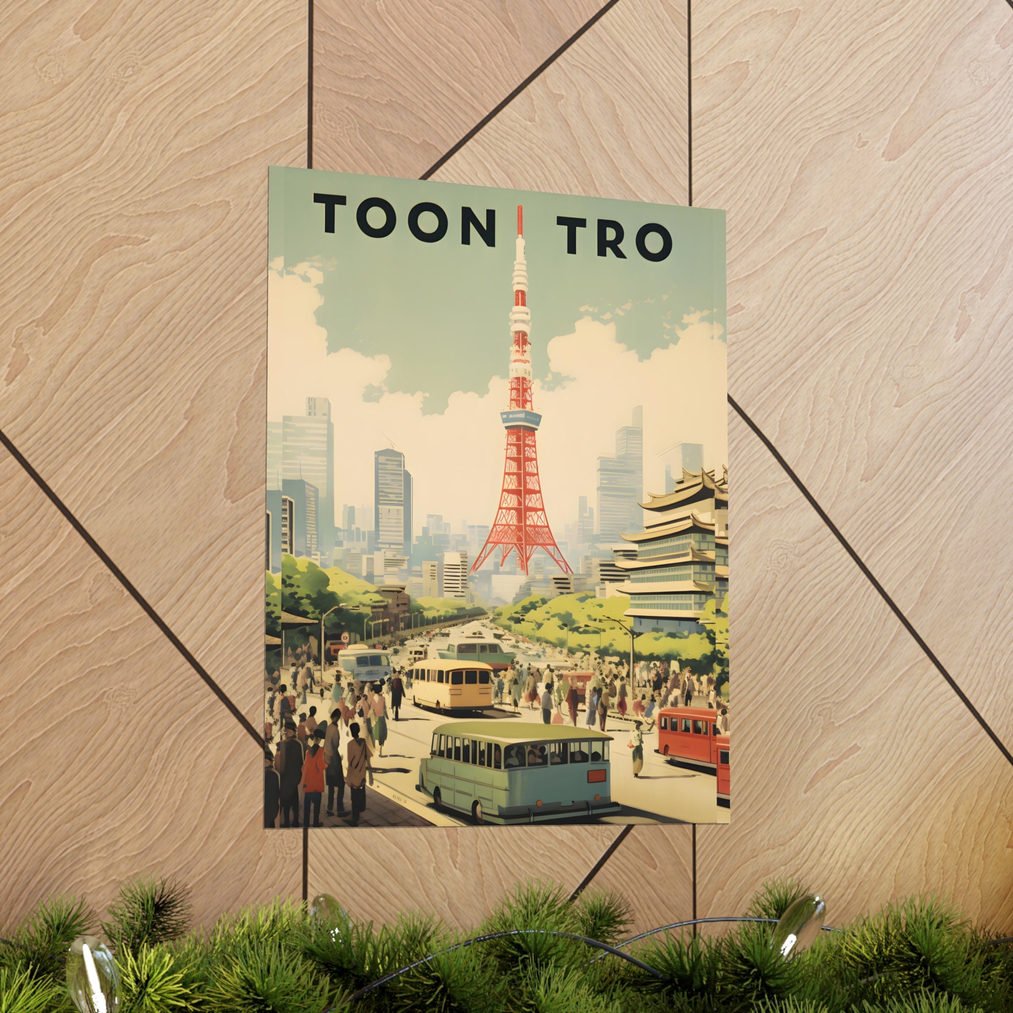 Tokyo Vintage Travel Poster: Tokyo Tower Retro Japanese Wall 