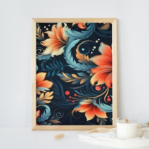 Abstract Flower Pattern: Dance of the Petals Painting, Printable Wall Art, Digital Product, Modern Wall Art