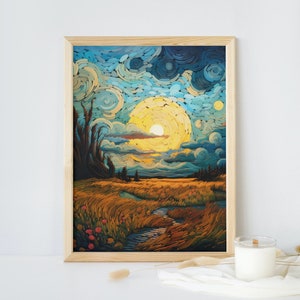 Impressionist Nature Paintings, in the Style of Van Gogh, Digital Download, Modern Wall Art