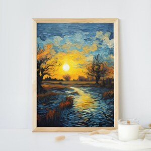 Van Gogh Inspired, Nature Paintings, Digital Download, Printable Wall Art, Modern Wall Art