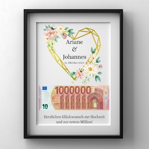 Personalized wedding cash gift for the bride and groom | First Million | Digital Gift | Digital Download