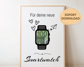 Regalo smartwatch | Regalo in denaro per il compleanno | Regalo di compleanno dell'ultimo minuto | Download immediato del PDF | Per l'autostampa