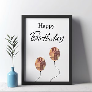 Happy Birthday Geldgeschenk Ballons | Digitales Geschenk I Digitaler Download
