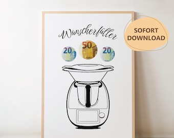 Presente Thermomix | Presente em dinheiro para aniversário | Presente de aniversário de última hora | Download instantâneo de PDF | Para autoimpressão | A4