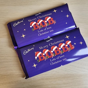 Personalized Christmas Cadbury Bar Wrapper, Custom Chocolate Gift