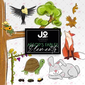 Aesop's Fables Elements watercolour png transparent