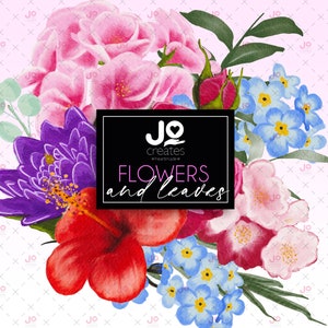 Aquarell handgezeichnete Blumen und Blätter + Bonus Muttertagskarte