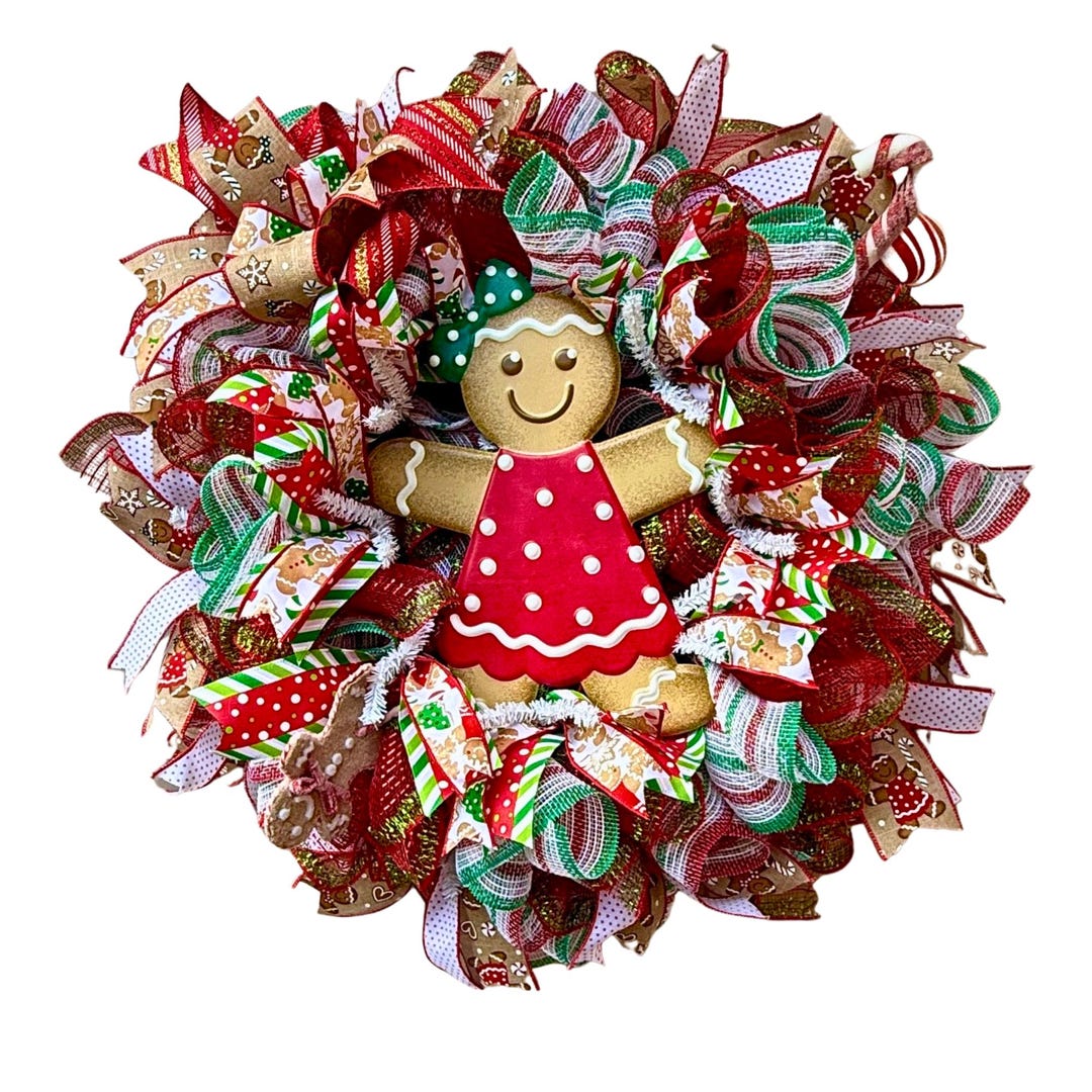 Gingerbread Christmas Wreath: Holiday Front Door Decor - Etsy