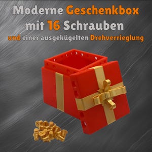 Lästige Geschenkbox mit 16 Schrauben | Geschenkverpackung mit Drehverschluss | Drehverrieglung | Wiederverwendbar | Geburtstag | Weihnachten