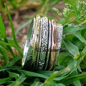925 Sterling Silver Spinner Ring: Handmade Meditation Anxiety Band