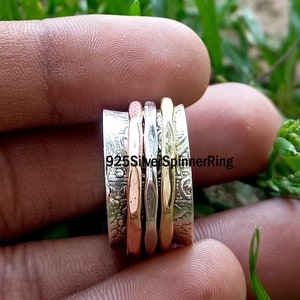 Handmade Sterling Silver Spinner Ring: Boho Fidget Meditation Ring