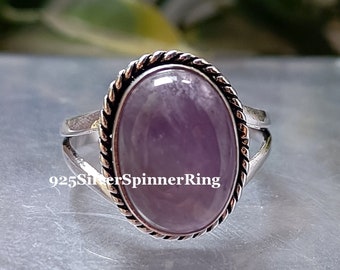 Boho Amethyst Ring in Sterling Silver: Handmade Gemstone Statement Ring