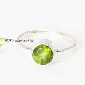 Natural Peridot Gemstone Band Ring, 925 Sterling Silver Ring, Green Gemstone Band Ring Boho Ring, Fidget Ring, Statement Ring, Handmade Ring