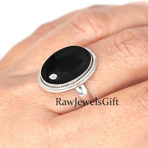 Black Onyx Sterling Silver Ring: Handmade Boho Statement Jewelry