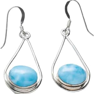 Handmade Larimar Earrings: Sterling Silver Boho Dangle Jewelry