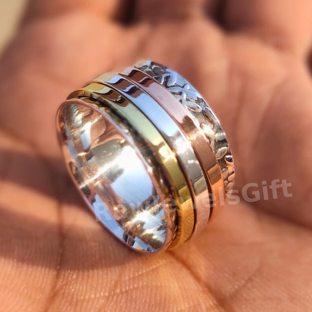 Handmade Sterling Silver Spinner Ring, Anxiety Fidget Meditation Ring ...