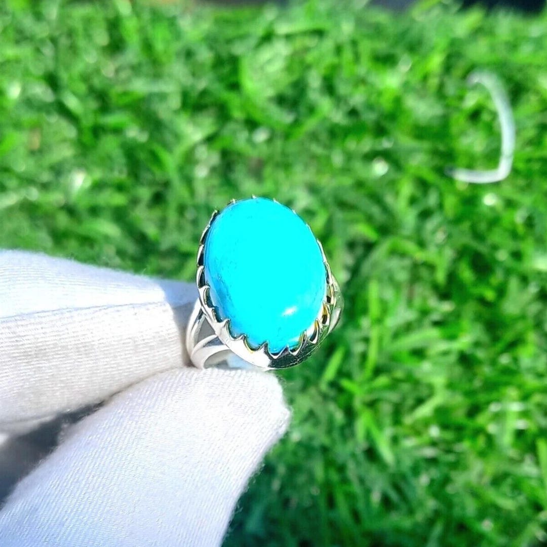 Sleeping Beauty Turquoise Ring: Sterling Silver Band, Handmade Boho ...