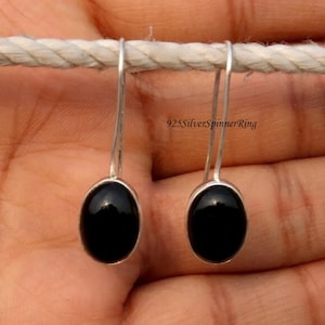Handmade Black Onyx Sterling Silver Drop Earrings