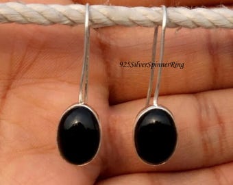Handmade Black Onyx Sterling Silver Drop Earrings