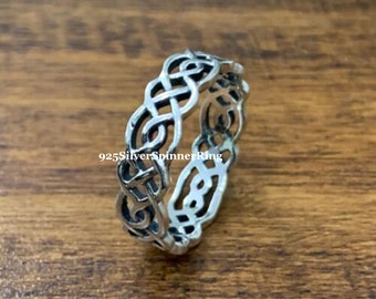 Sterling Silver Celtic Knot Ring: Handcrafted Fidget Anxiety Band