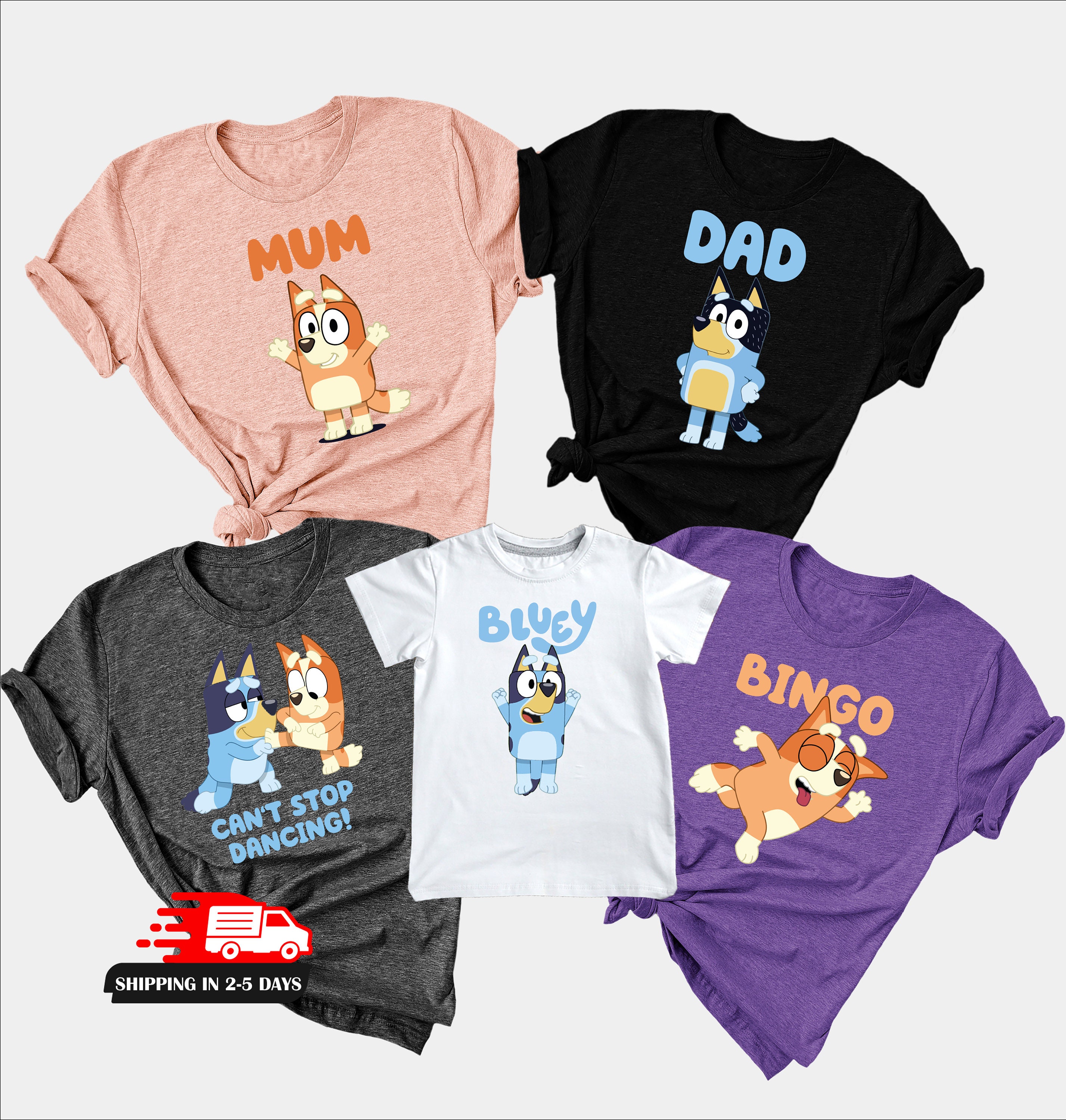 Bluey Birthday Party T-shirt Bluey Family Matching T-shirt -  Sweden