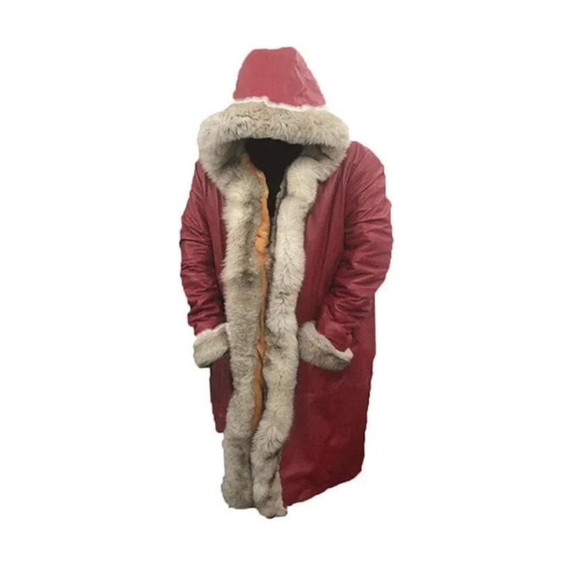 The Christmas Chronicls 2 Santa Claus Red Leather Coat Mens Cosplay ...