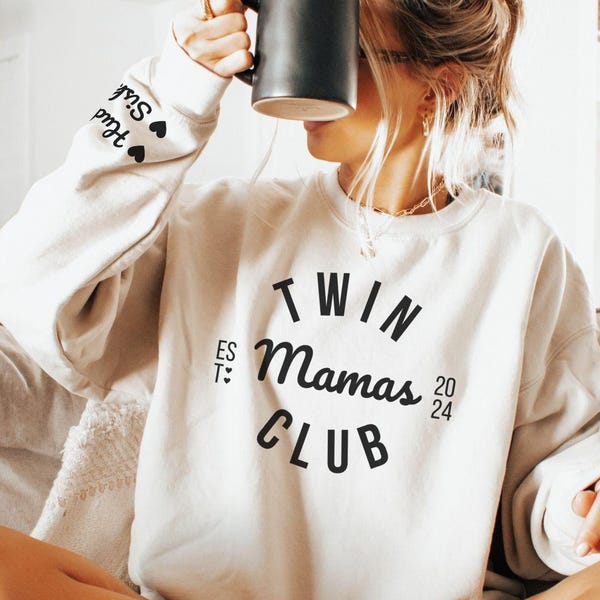 Personalized Twin Mom Sweatshirt, Cool Moms Club, Custom Twin Mama Shirt, Mothersdaygift, Push Present, Twin Announcement, Twin Mum Gift