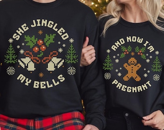 Maglione Primo Natale Per Futura Mamma &ndash; The Shed, Felpa Con Grafica Oro, Girocollo, Donna Incinta, Lavabile